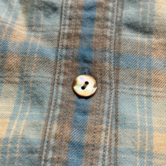 L.L. Bean Women's Scotch Plaid Flannel Shirt - Blue/Grey - Picture 4 of 6